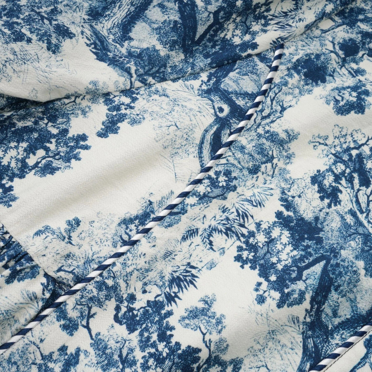 Artemide Midi Dress Blue & White Graphic Print Tie - Waist Pleats