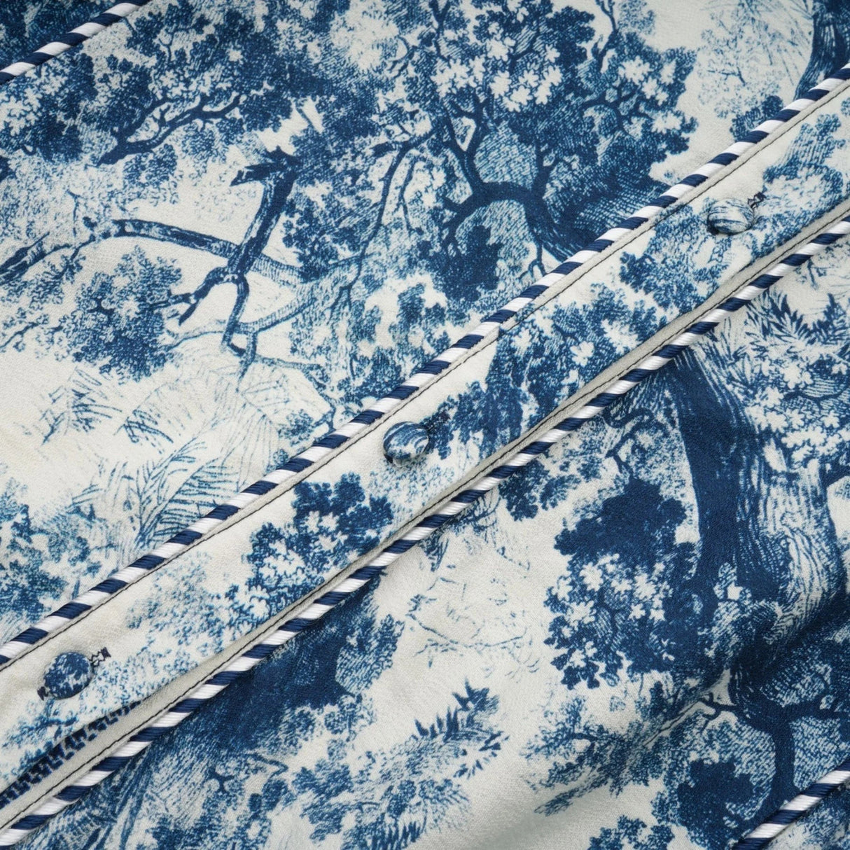 Artemide Midi Dress Blue & White Graphic Print Tie - Waist Pleats