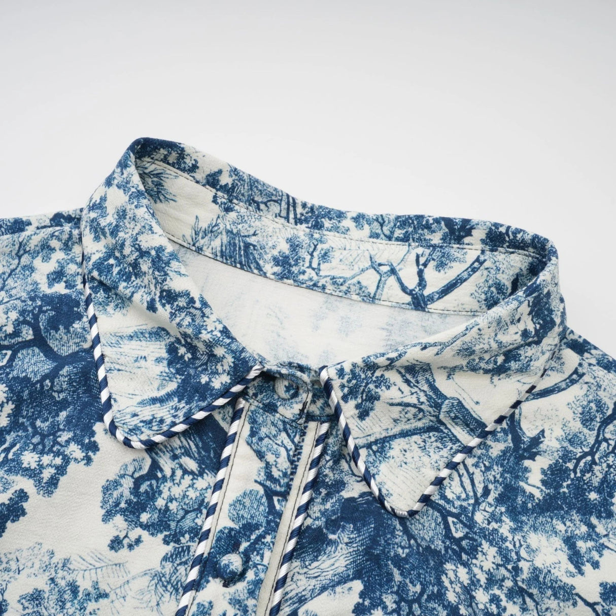 Artemide Midi Dress Blue & White Graphic Print Tie - Waist Pleats