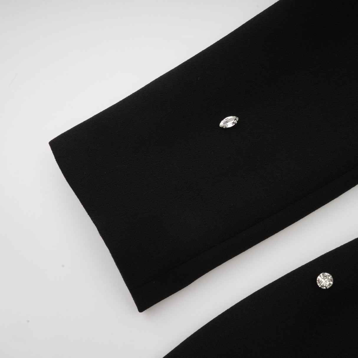 Ashley Maxi Dress - Long Sleeves - Shoulder Pads - Crystal Embellishments - Rear Slit