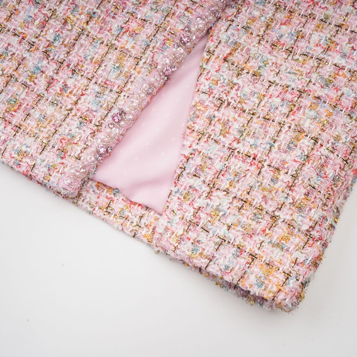 Ashley Mini Dress - Crystal Embellished - Cinched Waist - Square Neck - Side Slit