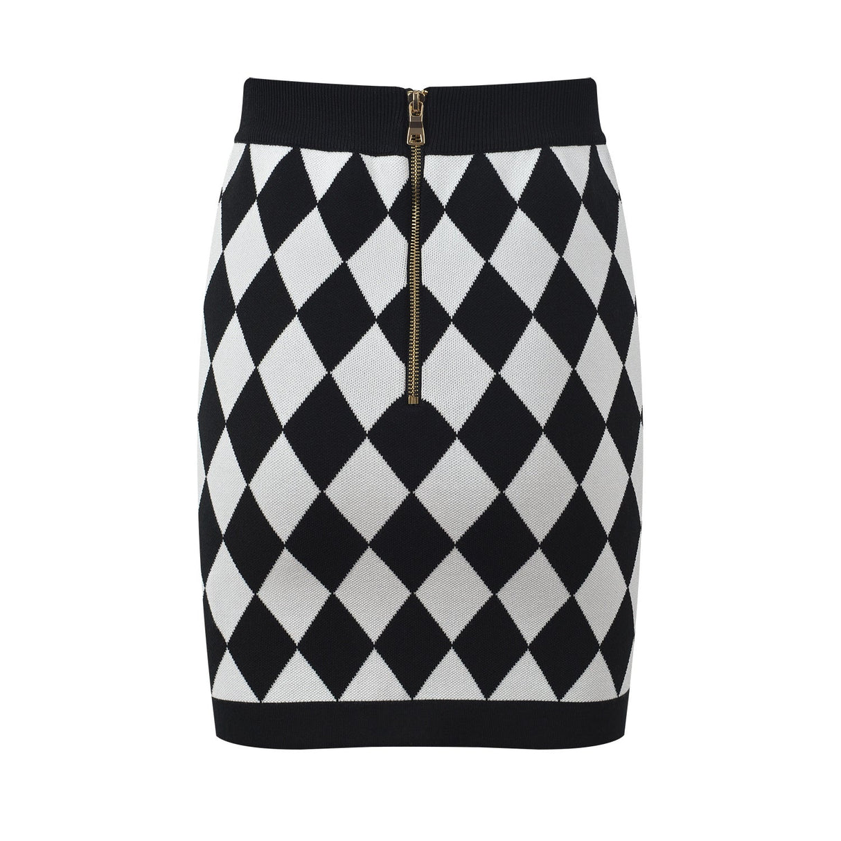 Aspen Skirt - Form - Fitting Pencil Silhouette - Bold Harlequin Pattern - Snug Tailored Fit - Comfortable Knitted Fabric
