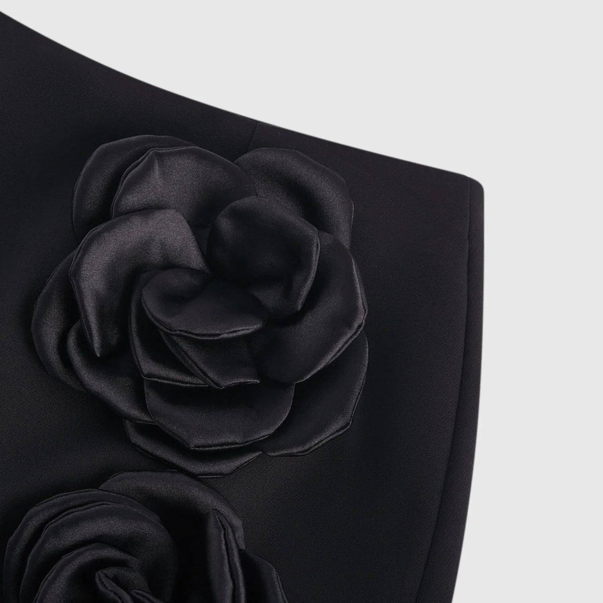 Assuntina Mini Dress - Faux - Flower Embellishment - Side Zip Fastening - Thigh Length - Straight Hem