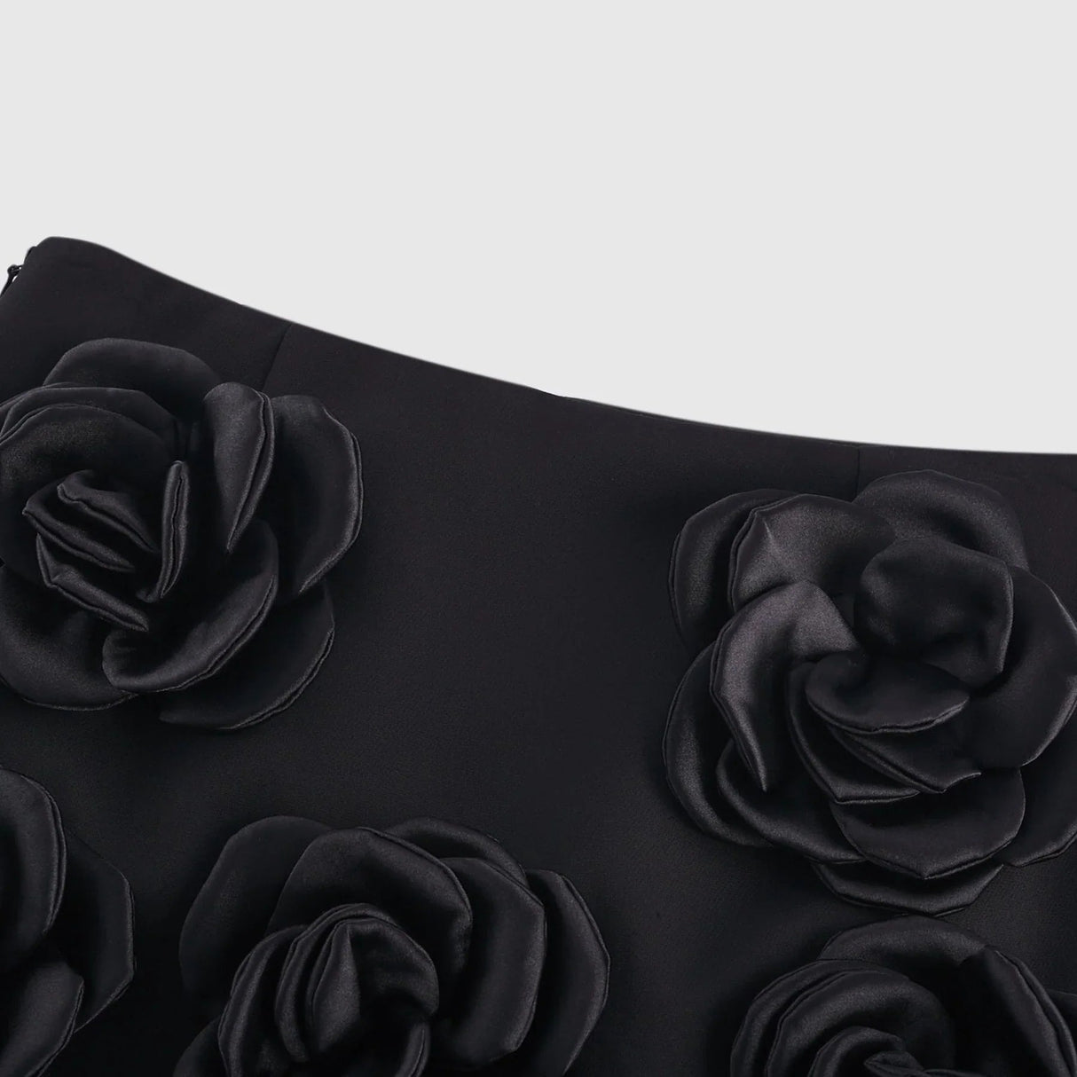 Assuntina Mini Dress - Faux - Flower Embellishment - Side Zip Fastening - Thigh Length - Straight Hem