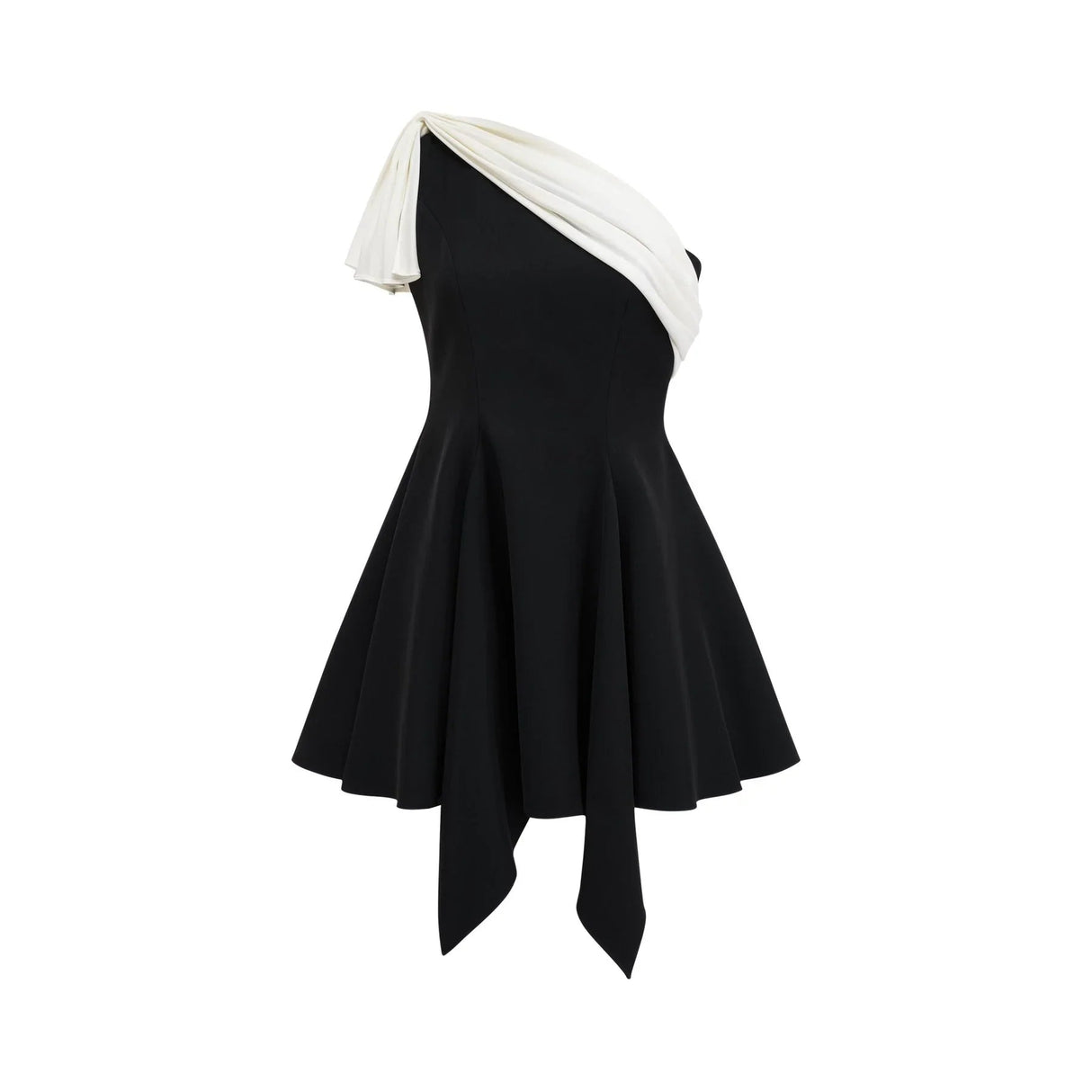 Assuntina Mini Dress - Sleeveless - Mono Shoulder - Asymmetric - Pleated