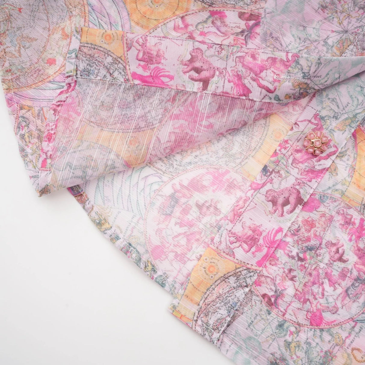 Assuntina Shirt & Skirt Set Pink Pattern - Print Calf Length