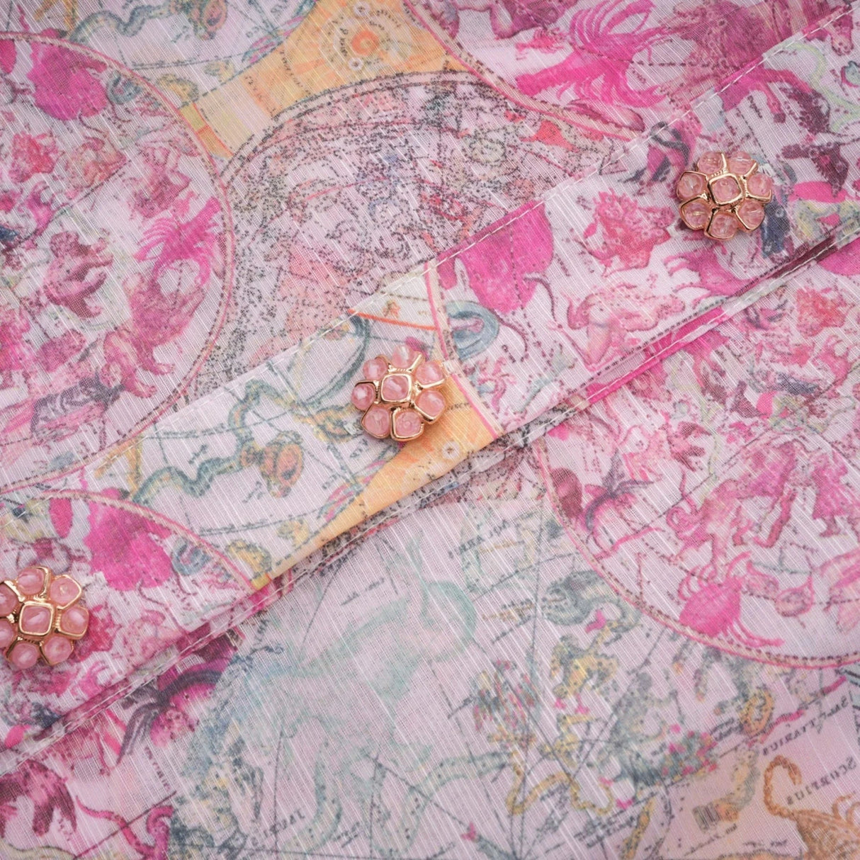 Assuntina Shirt & Skirt Set Pink Pattern - Print Calf Length