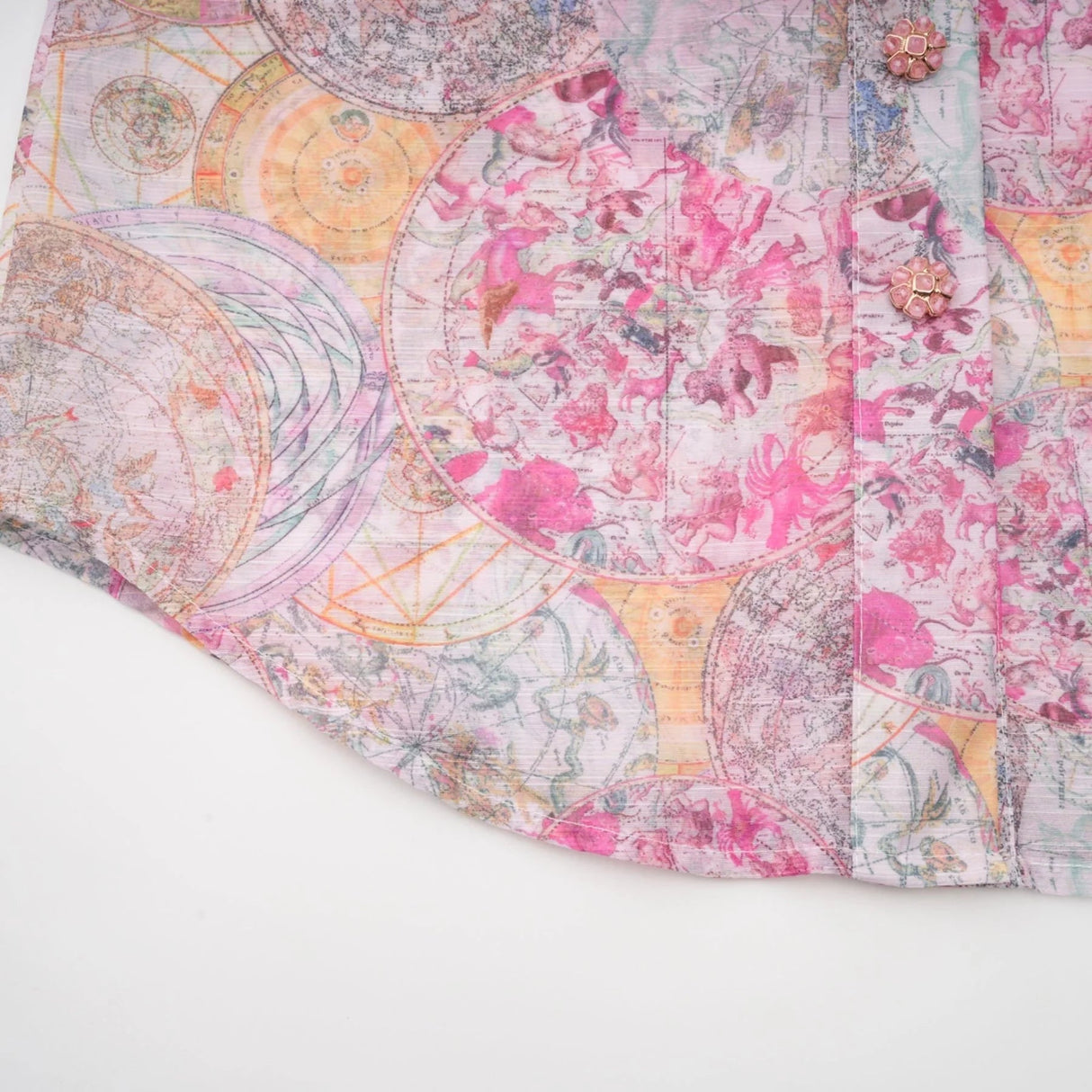 Assuntina Shirt & Skirt Set Pink Pattern - Print Calf Length