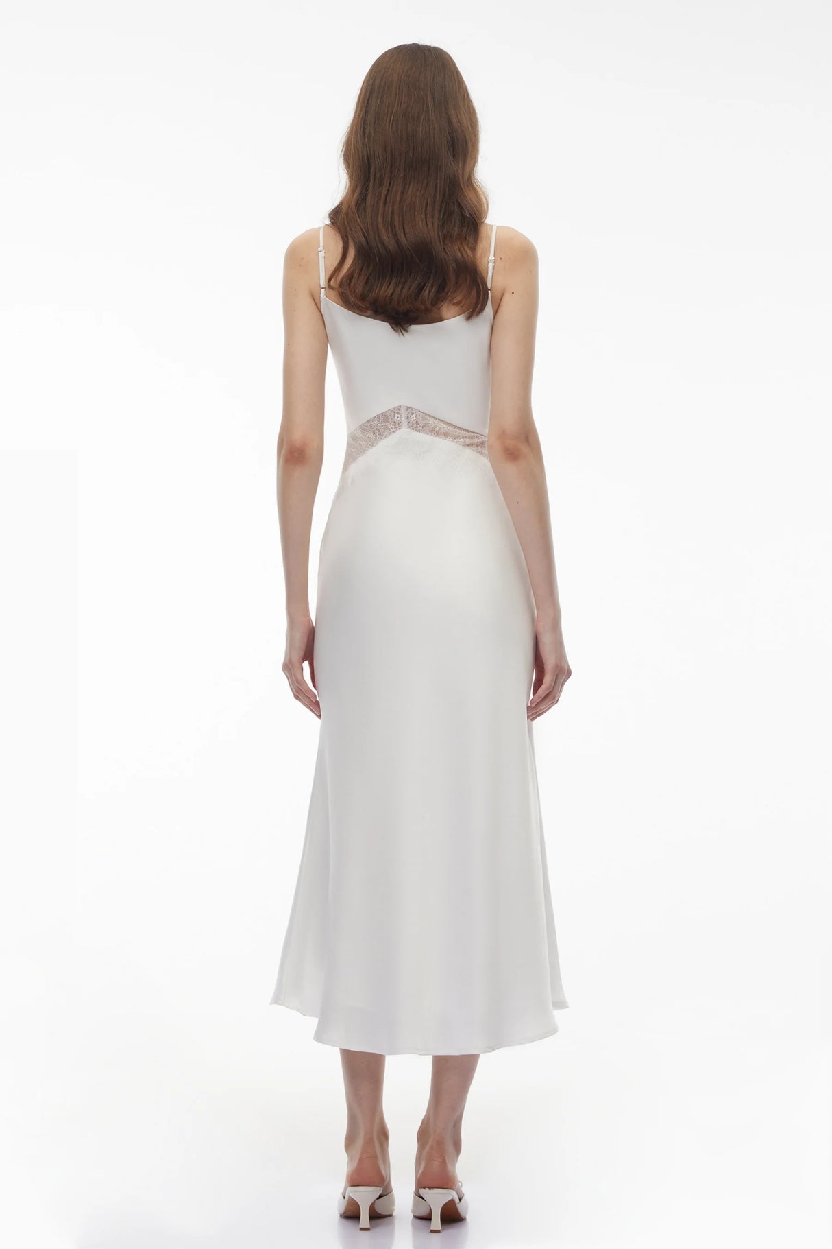 Astarte White Floral Lace Twist Midi Dress