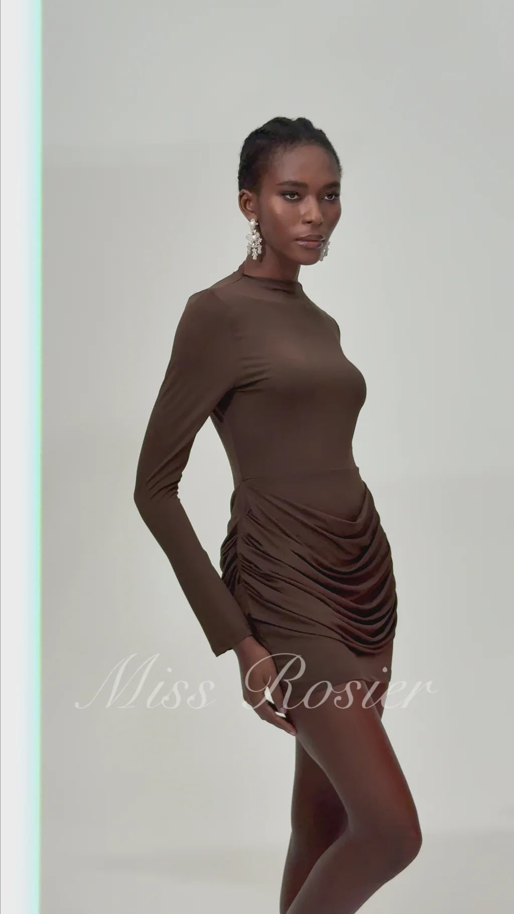 Astrid Brown Bodycon Ruched Mini Dress