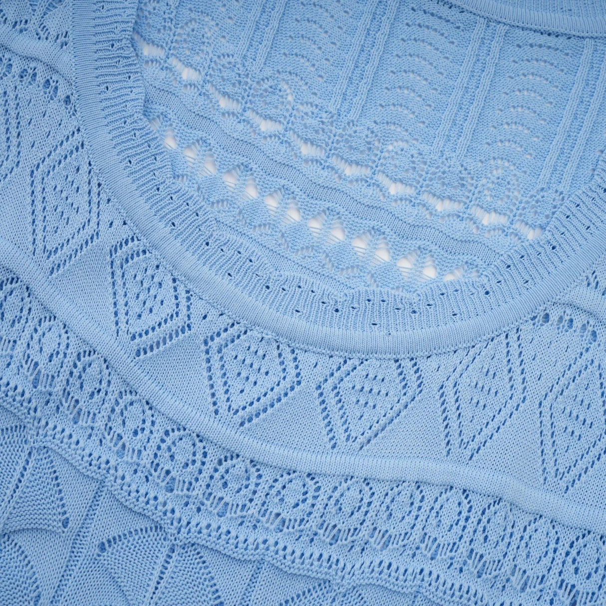 Aubree Midi Dress Blue Crochet - Knit Ruffled Trim