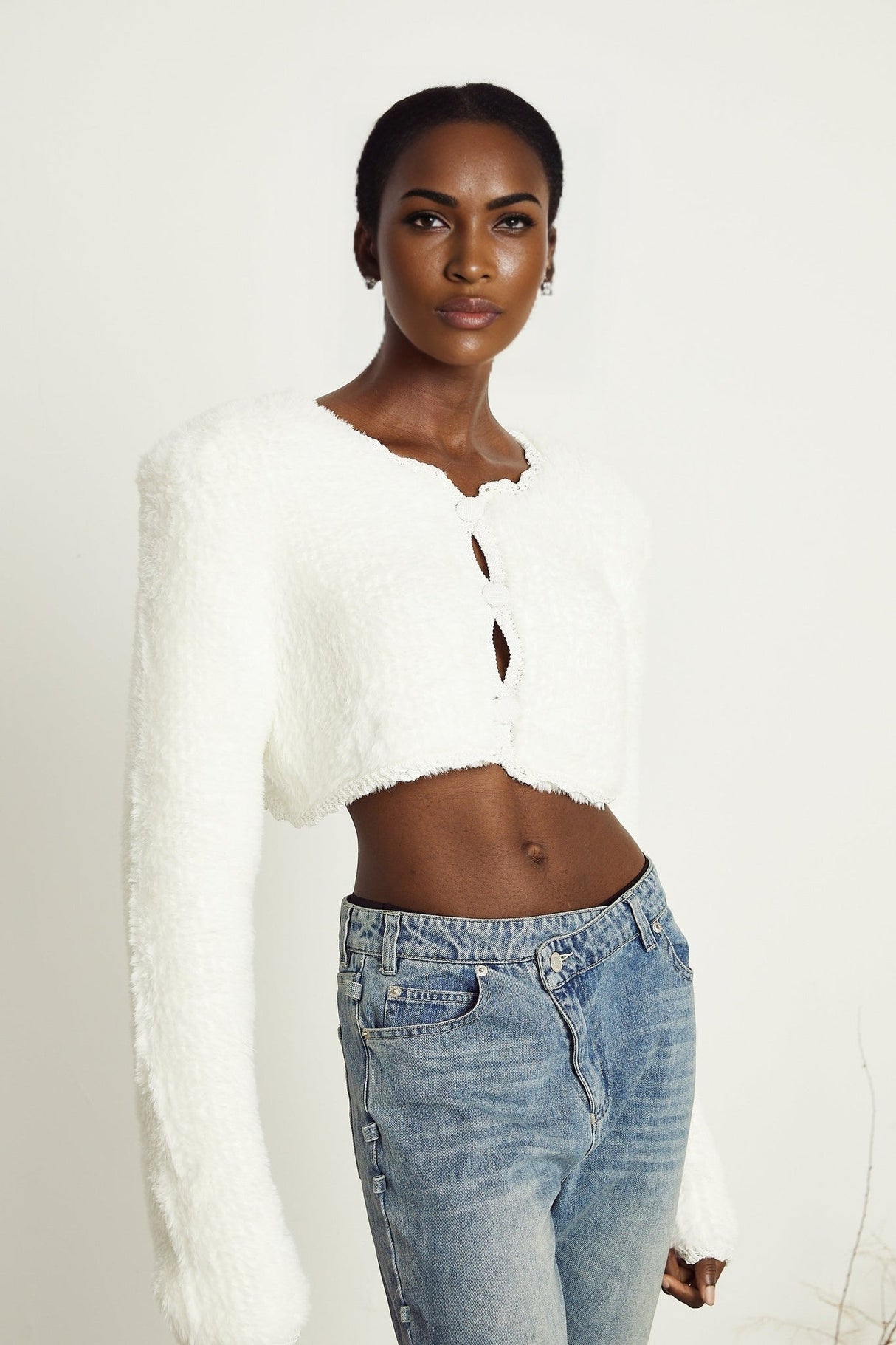 Aubrey Cardigan - Fluffy - Knit - Padded - Cropped