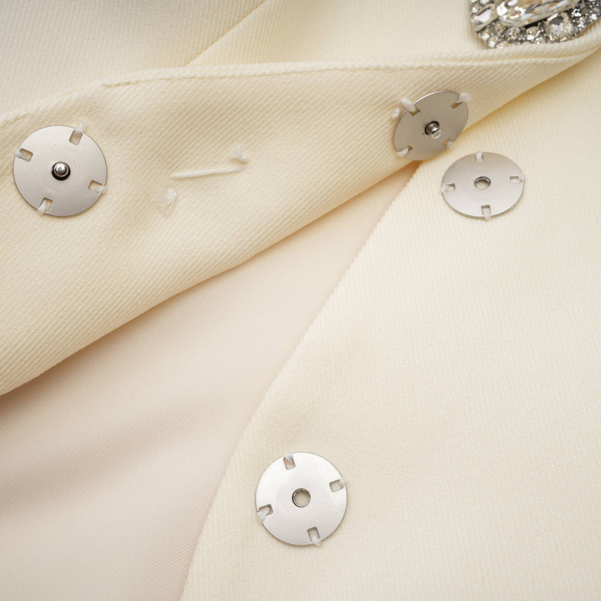 Audrey Jacket & Shorts Set - Notched Lapels - Crystal - Embellished Buttons - Cinched Waist - Flared Hem