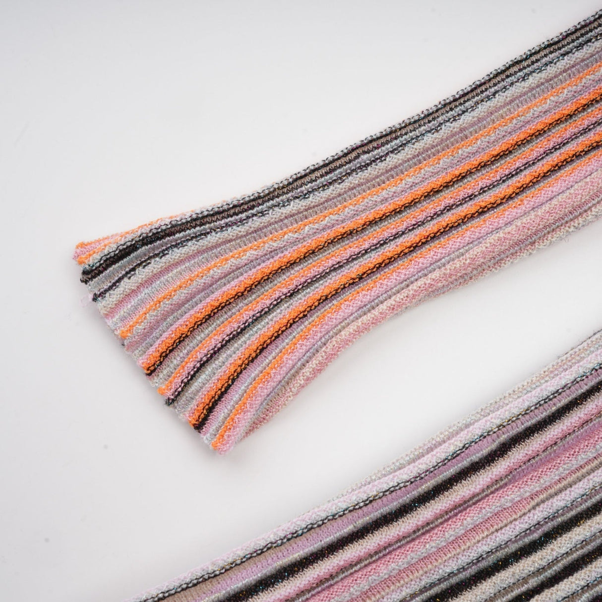 Augusta Midi Dress - V Neck - Metallic Threading - Vertical Stripes - Pleat Detailing - Elasticated Waistband