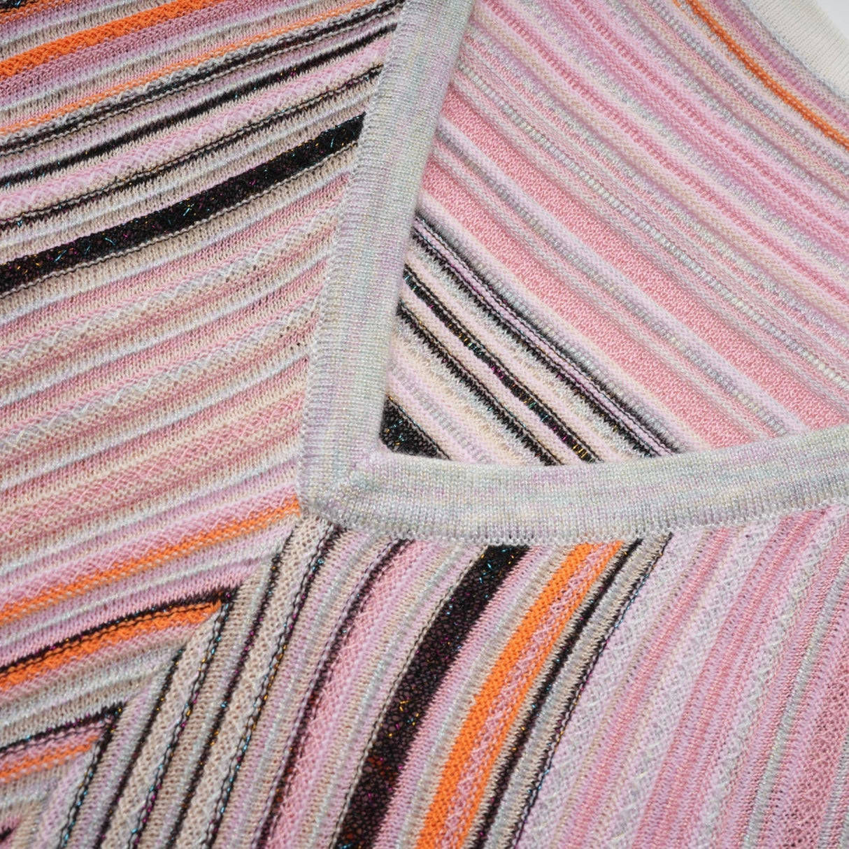 Augusta Midi Dress - V Neck - Metallic Threading - Vertical Stripes - Pleat Detailing - Elasticated Waistband