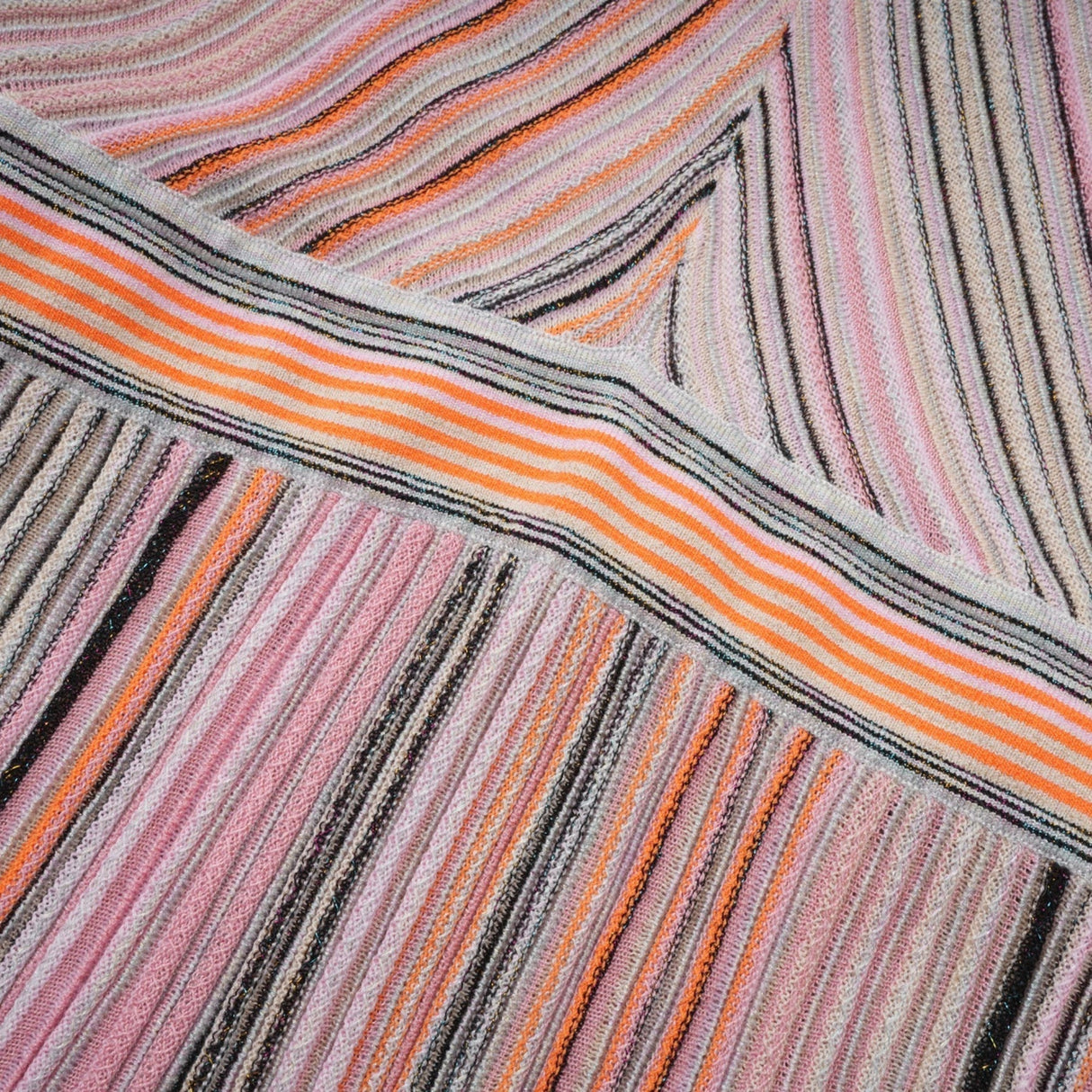 Augusta Midi Dress - V Neck - Metallic Threading - Vertical Stripes - Pleat Detailing - Elasticated Waistband