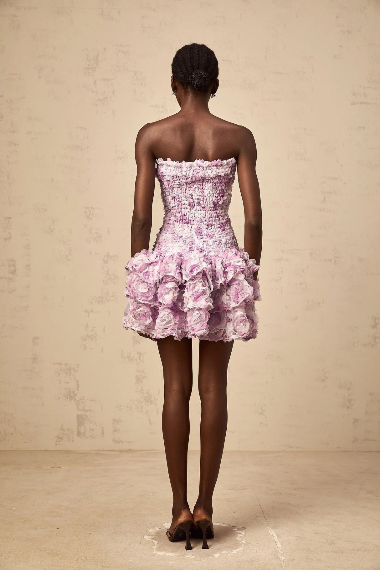 Augusta Mini Dress Purple 3D - Petal Tiered Tulle Off - Shoulder