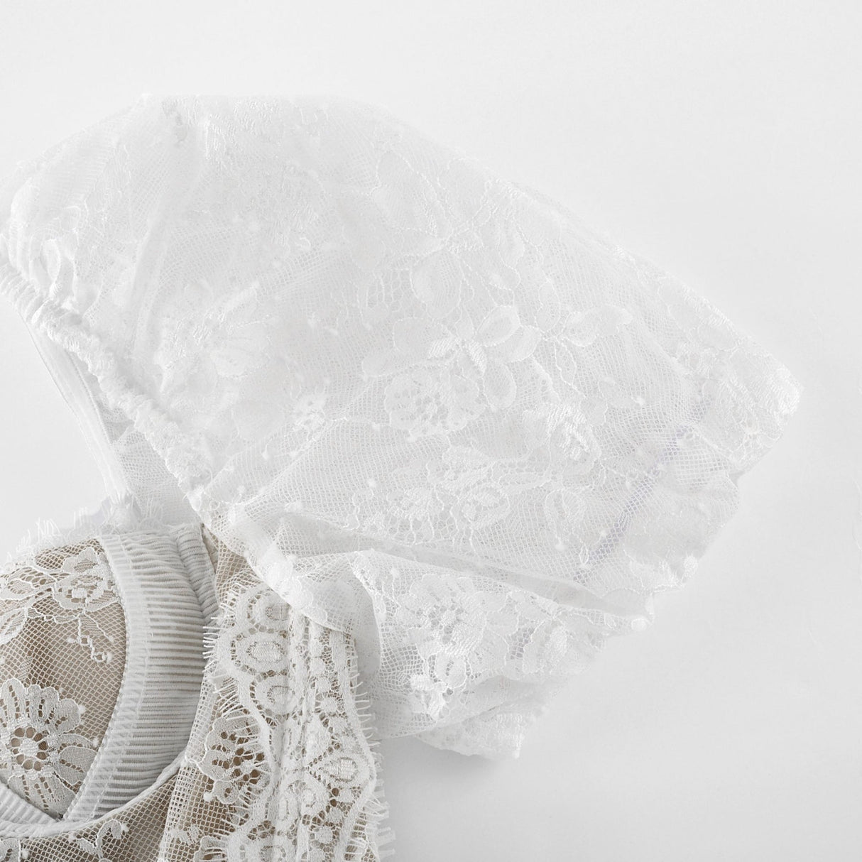 Aurélie Midi Dress - Puff Sleeves - Bustier Style - Lace Trim - Tiered Design - Back Zipper