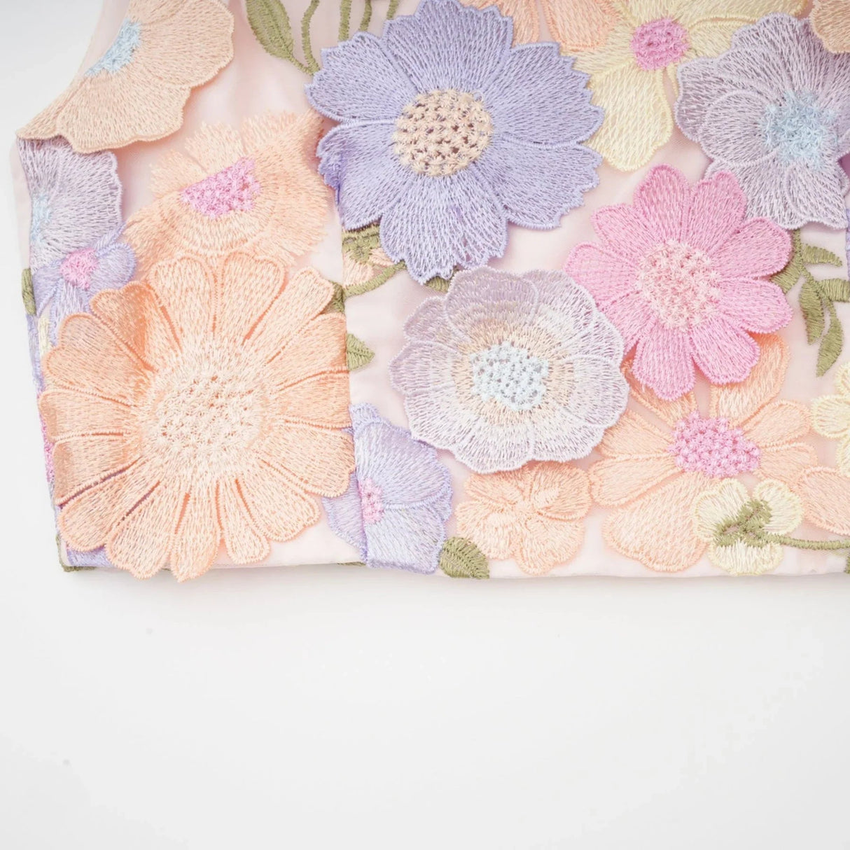 Aurora Top & Skirt Set - Embroidered Detailing - 3D Petal Design - Sleeveless - High Waist - Rear Zip Fastening