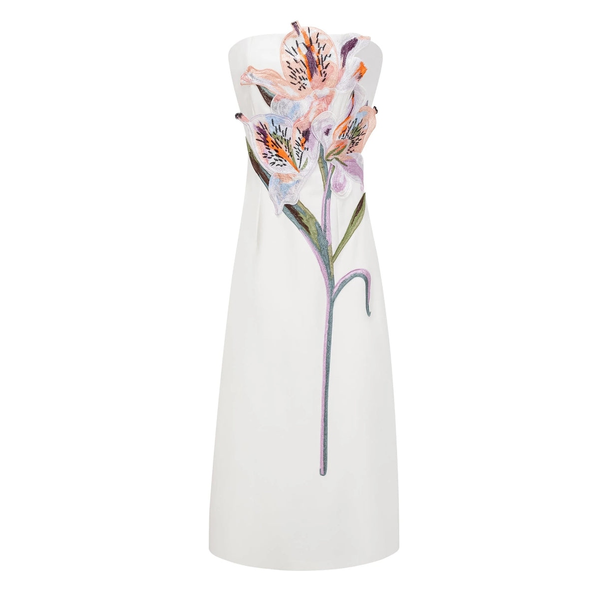 Automne White Floral Embroidered Maxi Dress