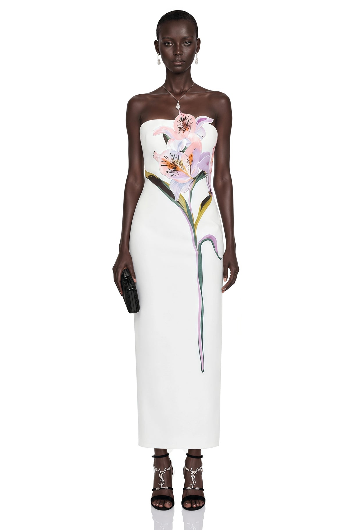Automne White Floral Embroidered Maxi Dress