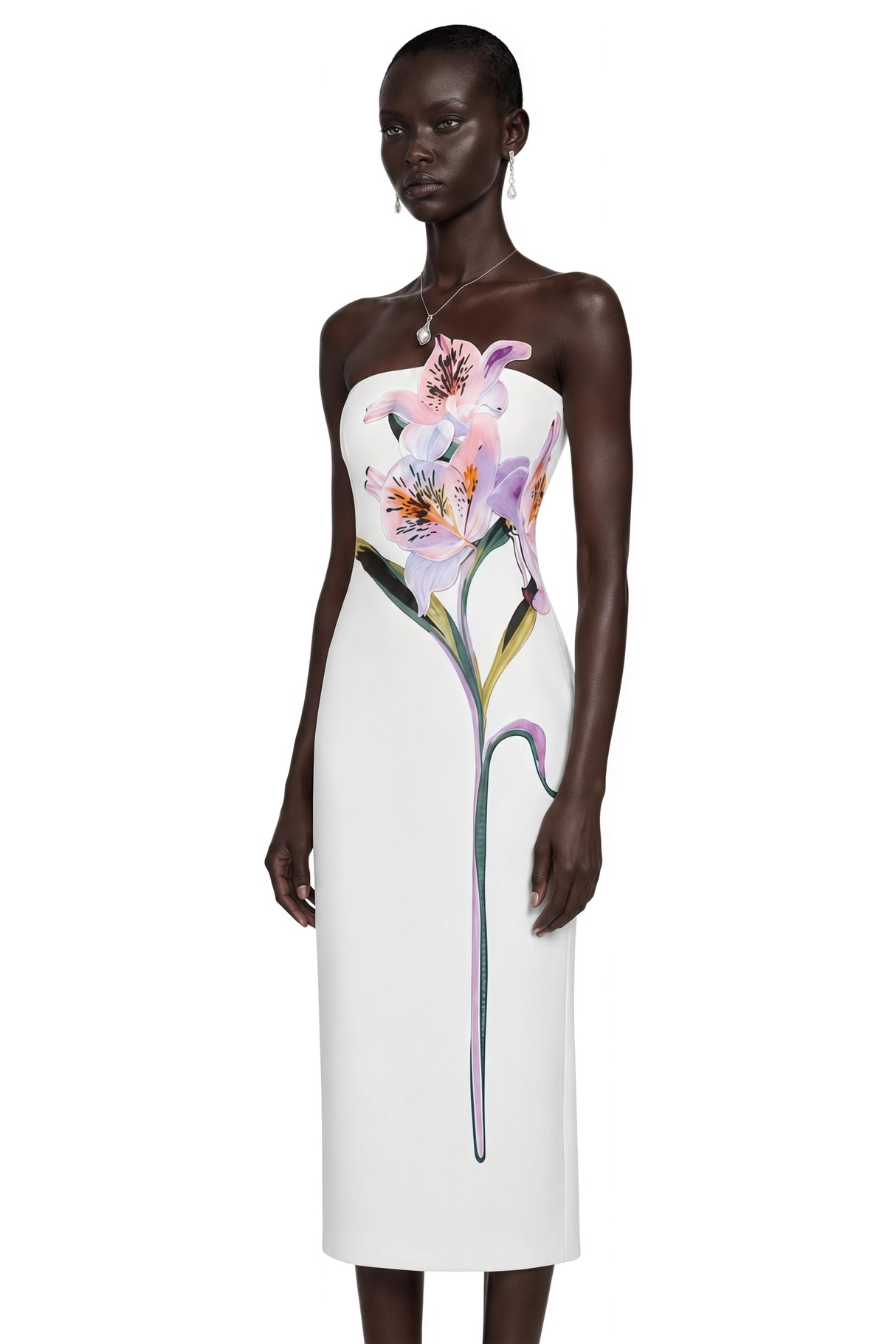 Automne White Floral Embroidered Maxi Dress