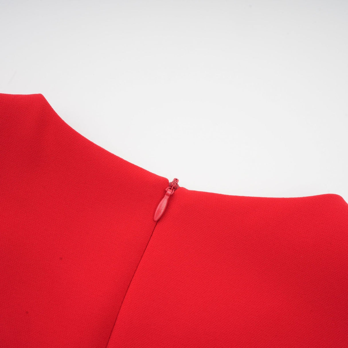 Autumn Long Dress - Round Neck - Floral Appliqué - Flared Skirt - Rear Zip Fastening