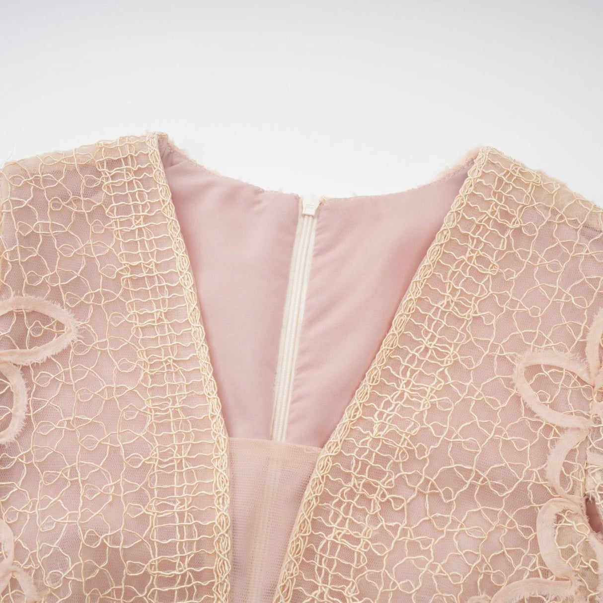 Avery Midi Dress Neutrals Crochet Faux - Flower & Bead