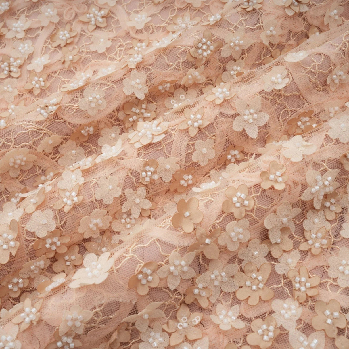 Avery Midi Dress Neutrals Crochet Faux - Flower & Bead