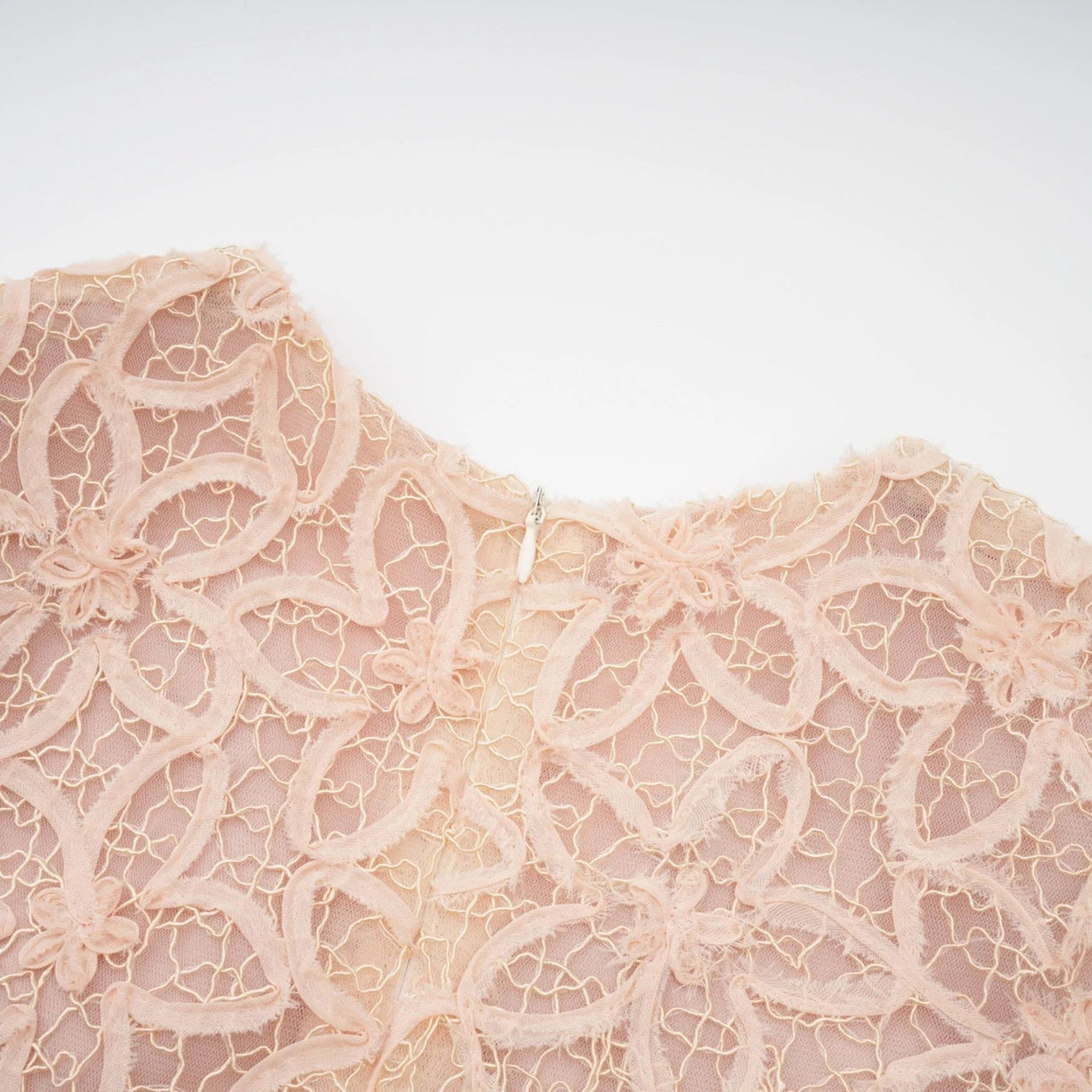 Avery Midi Dress Neutrals Crochet Faux - Flower & Bead