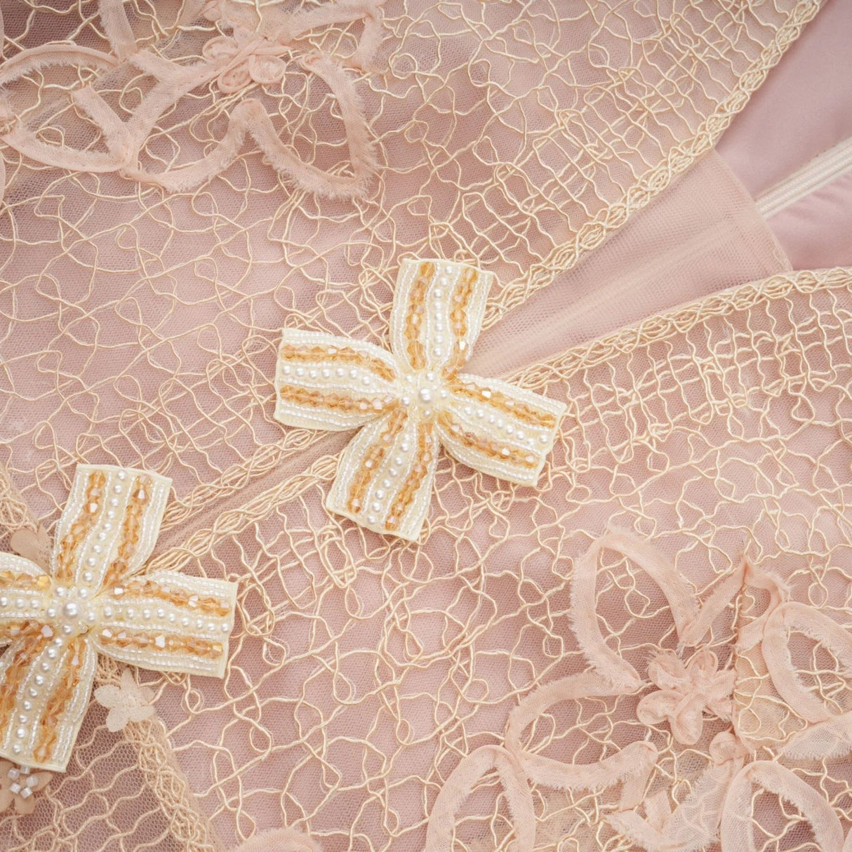 Avery Midi Dress Neutrals Crochet Faux - Flower & Bead