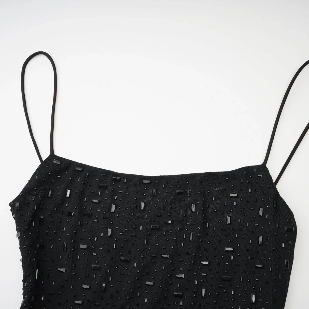 Axelle Midi Dress - Sequin Embellishment - Sleeveless - Fitted - Side Zip Fastening - Spaghetti Straps