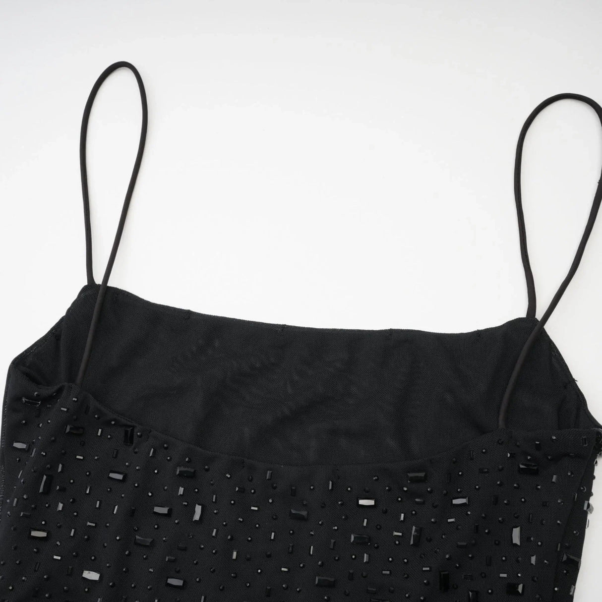 Axelle Midi Dress - Sequin Embellishment - Sleeveless - Fitted - Side Zip Fastening - Spaghetti Straps