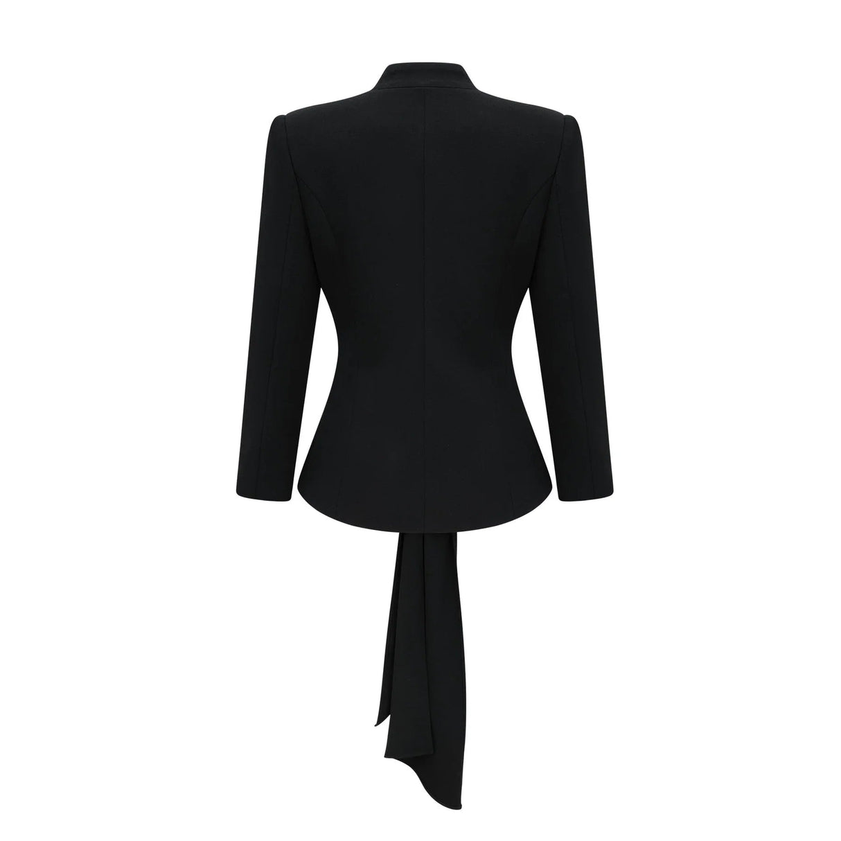 Barbara Jacket & Trousers - V Neck Pleated Ribbon Design Wide Legs Zip Front