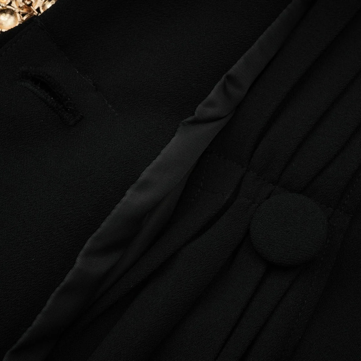 Barbara Jacket & Trousers - V Neck Pleated Ribbon Design Wide Legs Zip Front