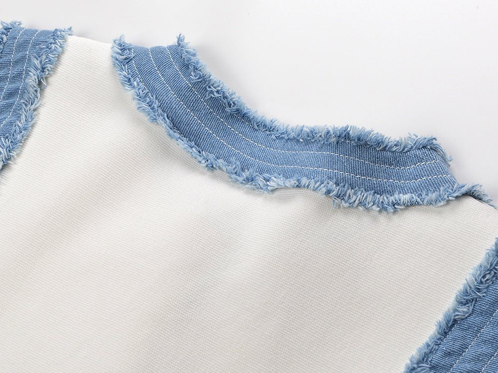 Beata Denim Dress - Fitted Bodice - Flared Hem - Sleeveless Silhouette - Tailored Waist - Pleated Hem