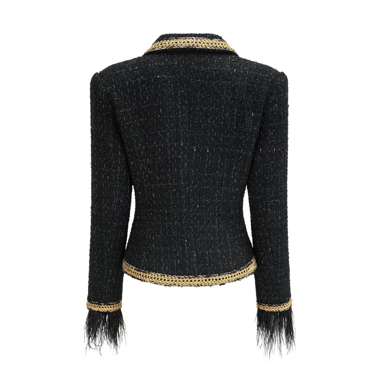 Beppina Jacket & Skirt - Tweed - Notched Lapels - Panelled Design - Ostrich Feather Accents
