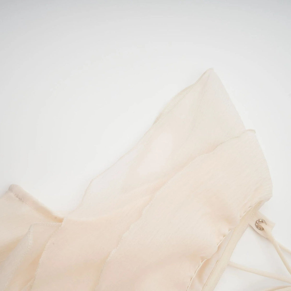 Beppina Mini Dress Neutral V - neck Ruffled Thigh Length & Floral Layers