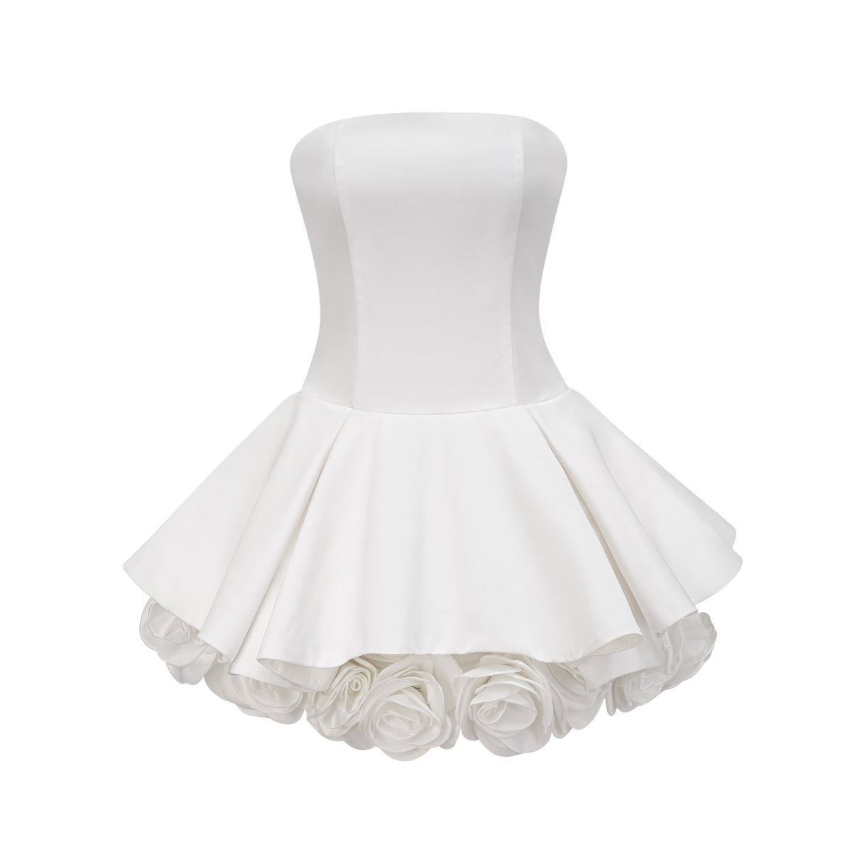 Bettina Off Shoulder Mini Dress - Layered Design - Fitted Waist - Flared Skirt - 3D Petal Detailing