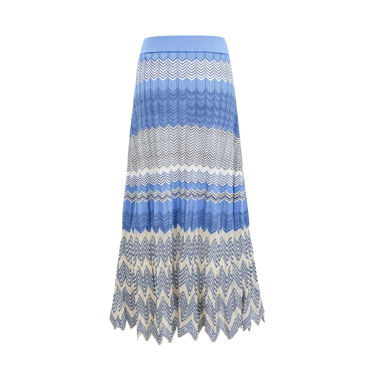 Bianca Skirt & Top Set - Ribbed Knit - Zigzag Woven Design - V - Neck - Button Fastening