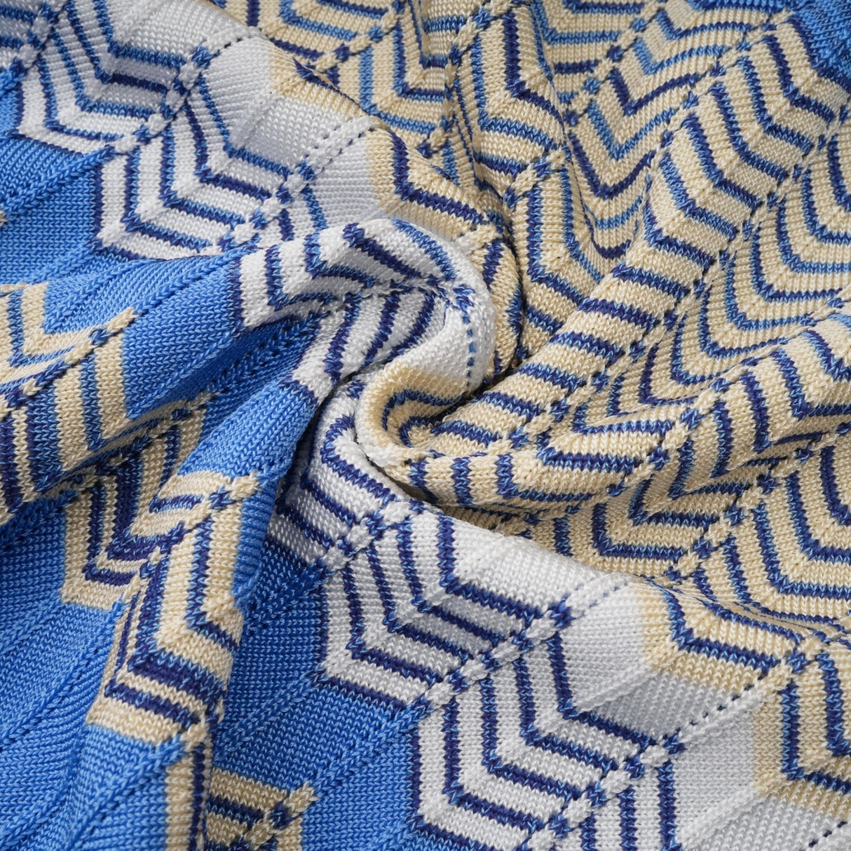 Bianca Skirt & Top Set - Ribbed Knit - Zigzag Woven Design - V - Neck - Button Fastening