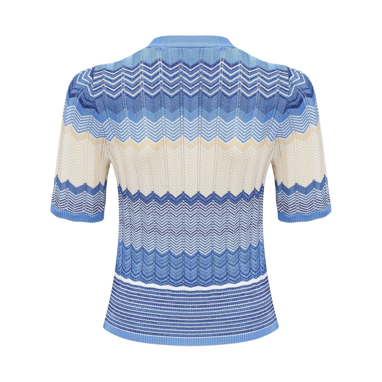 Bianca Skirt & Top Set - Ribbed Knit - Zigzag Woven Design - V - Neck - Button Fastening