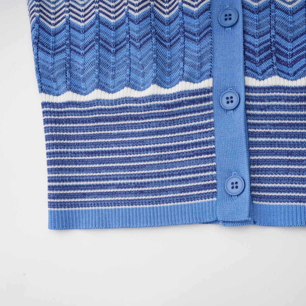 Bianca Skirt & Top Set - Ribbed Knit - Zigzag Woven Design - V - Neck - Button Fastening