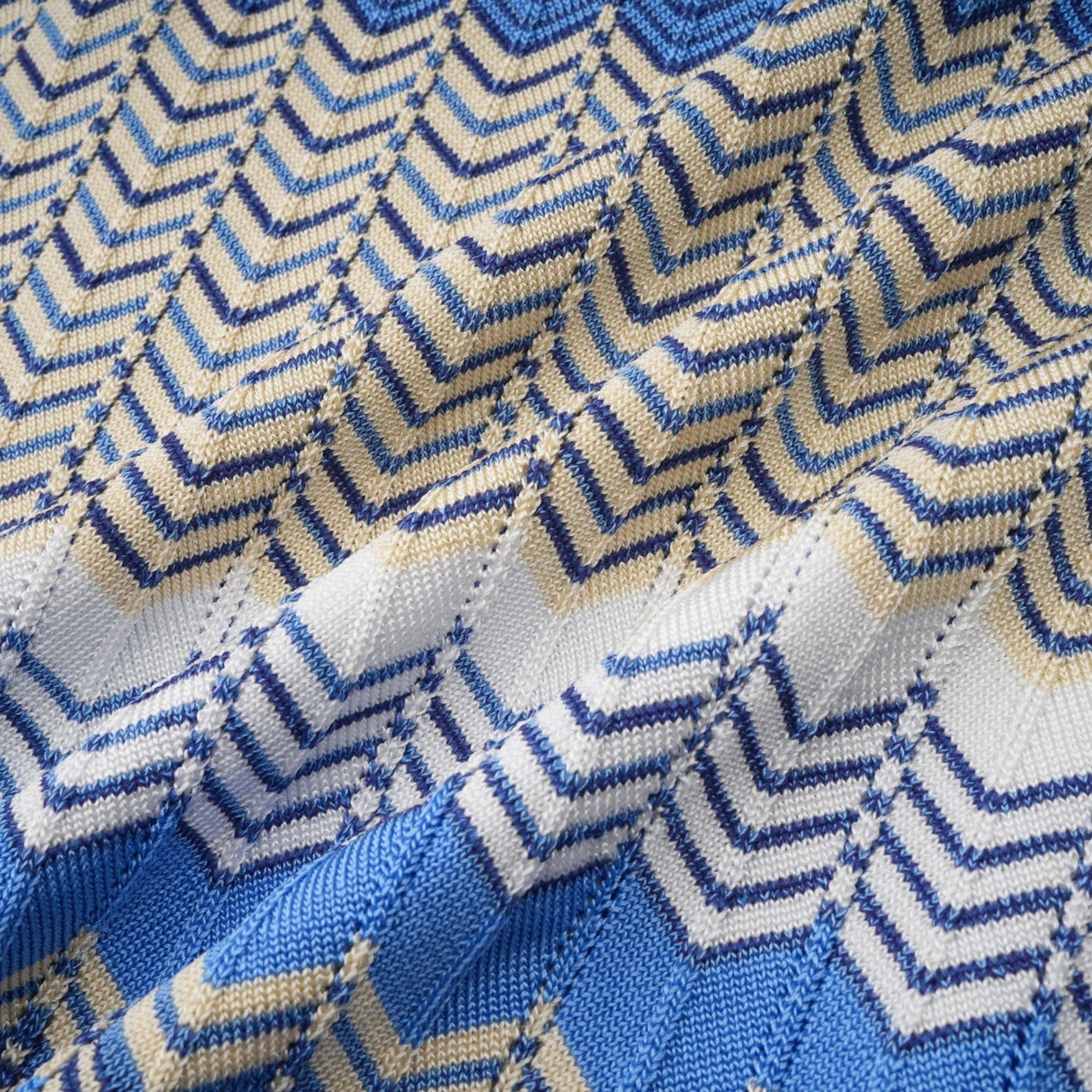 Bianca Skirt & Top Set - Ribbed Knit - Zigzag Woven Design - V - Neck - Button Fastening