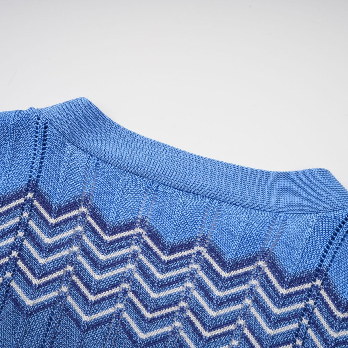 Bianca Skirt & Top Set - Ribbed Knit - Zigzag Woven Design - V - Neck - Button Fastening