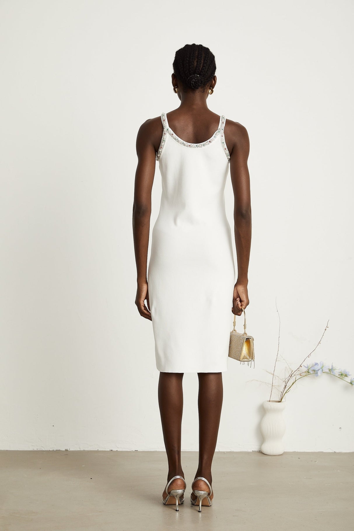 Biancamaria Cardigan & Dress - V Neck - Beaded Embellishment - Knitted Construction - Midi Length