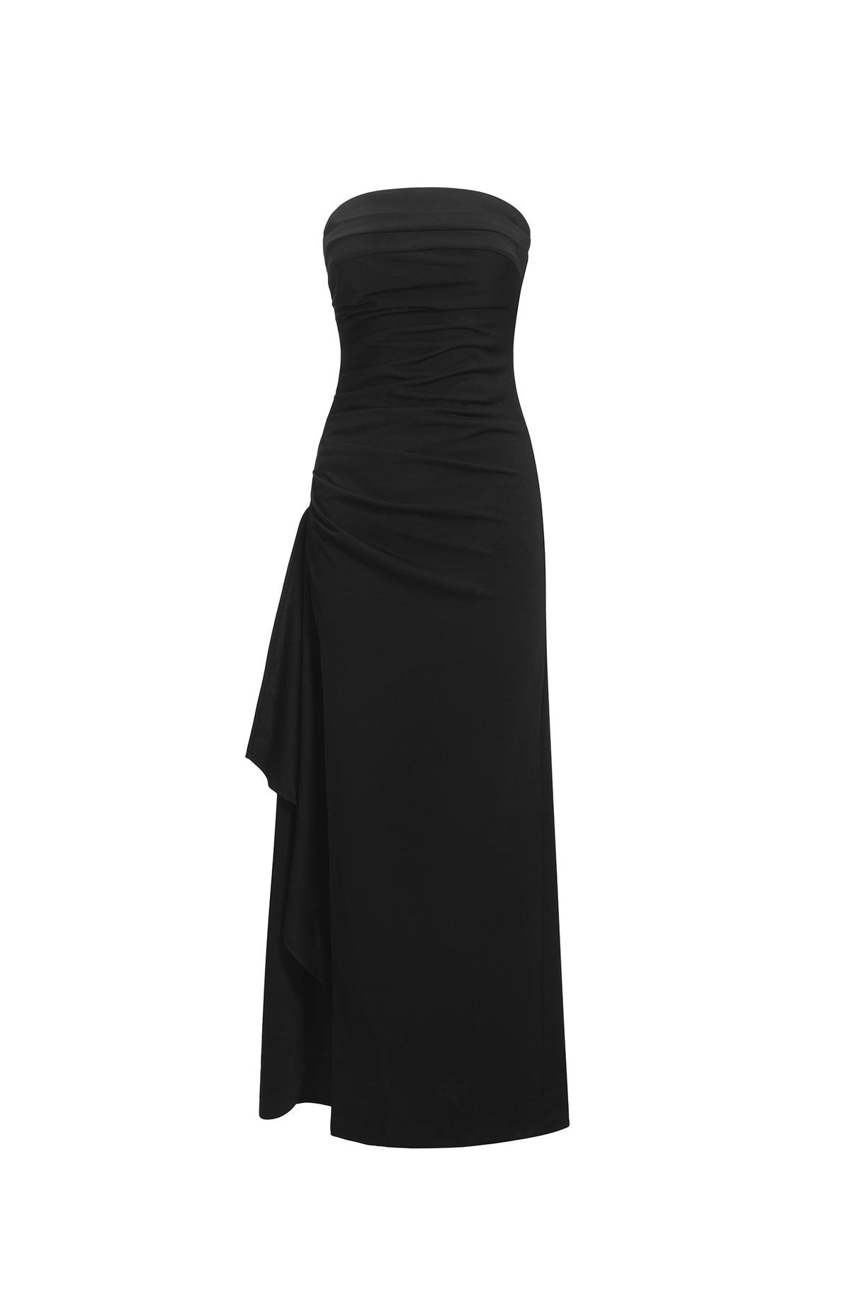 Bianchina Black Strapless High Slit Dress Elegant Sophisticated Stretchy Fabric Minimalist Silhouette Formal Events Upscale Gatherings