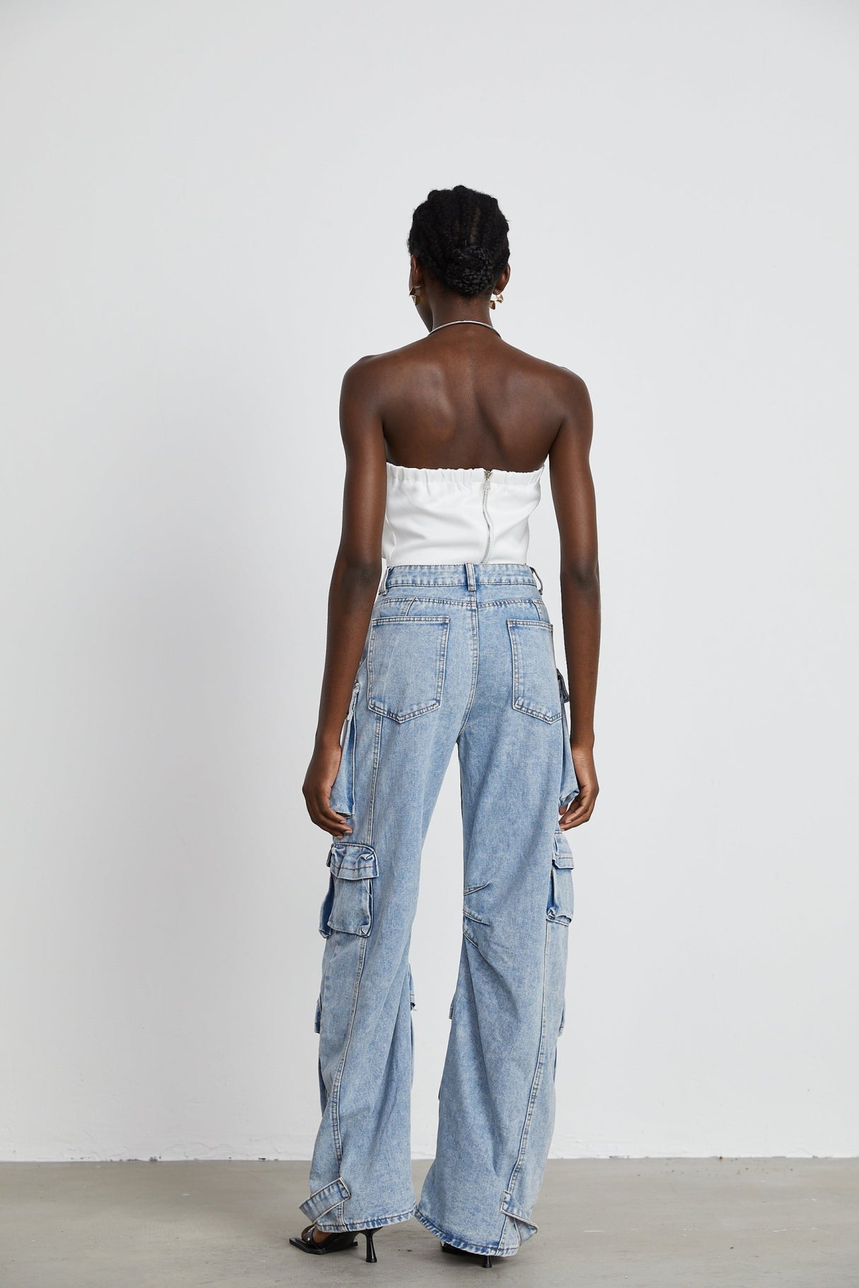 Bianchina Floral Top - Sleeveless Off the Shoulder with Floral Appliqu Crystal Embellishment Trendy Cropped