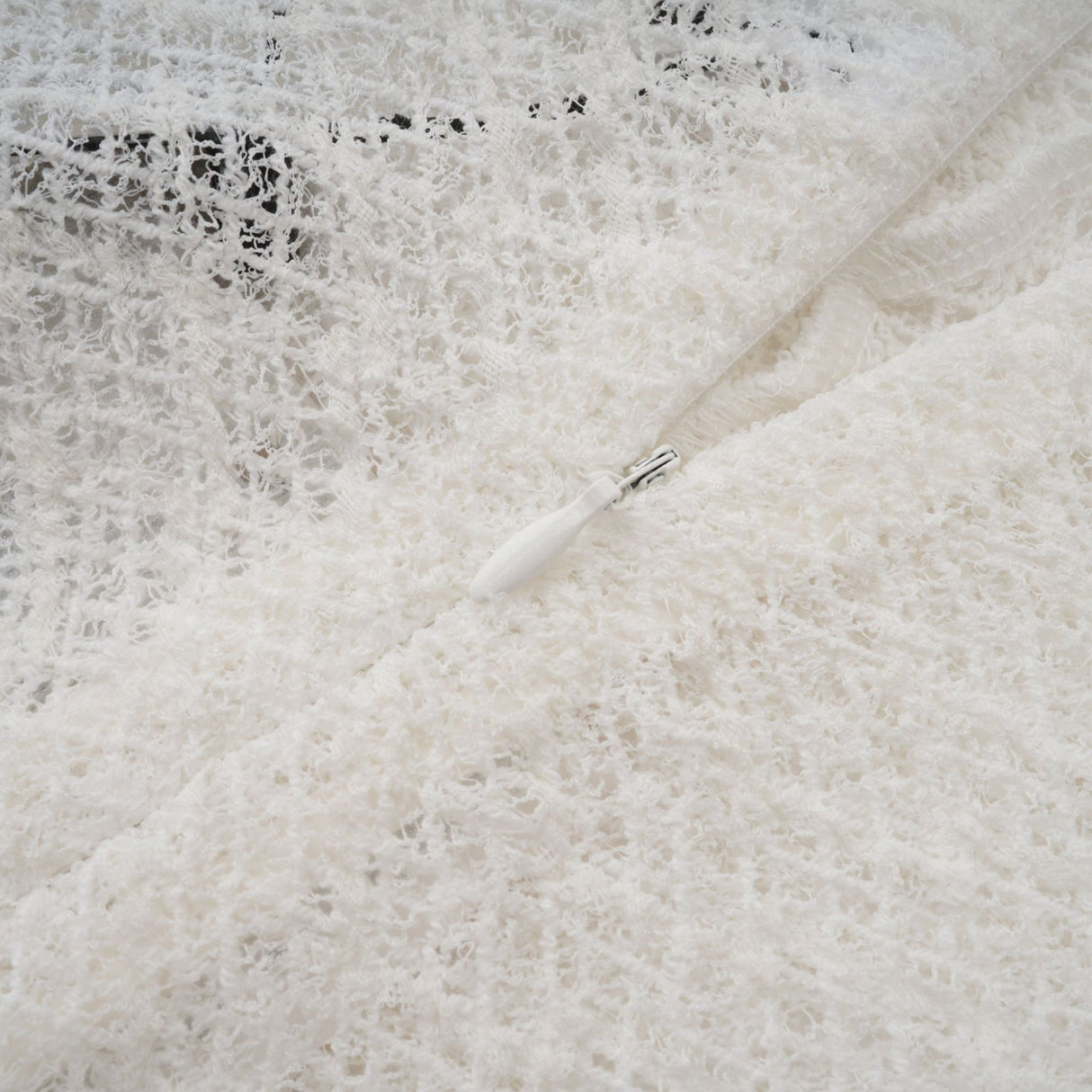 Bianchina Maxi Dress - Long Sleeves - Lace Overlay - Wavy Pattern - Pleated Detail