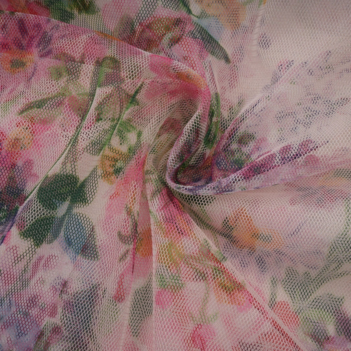 Bianchina Midi Dress – Crew Neck – Floral Print – Tulle Overlay